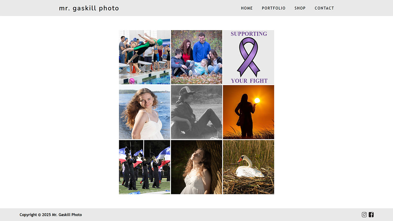Screenshot of the homepage for Mr. Gaskill Photo